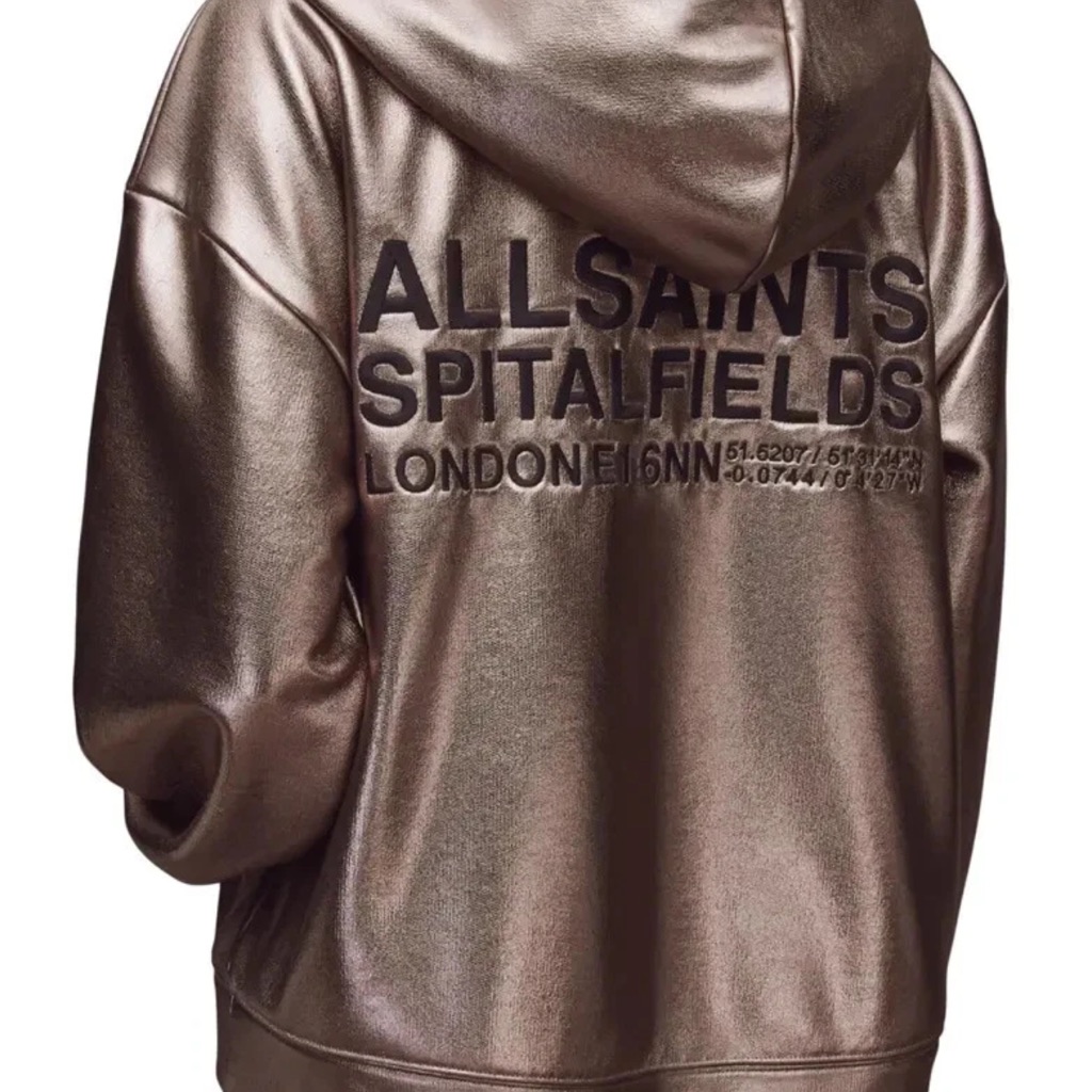 All Saints Metallic Bronze Zip Up Hoodie Nwt